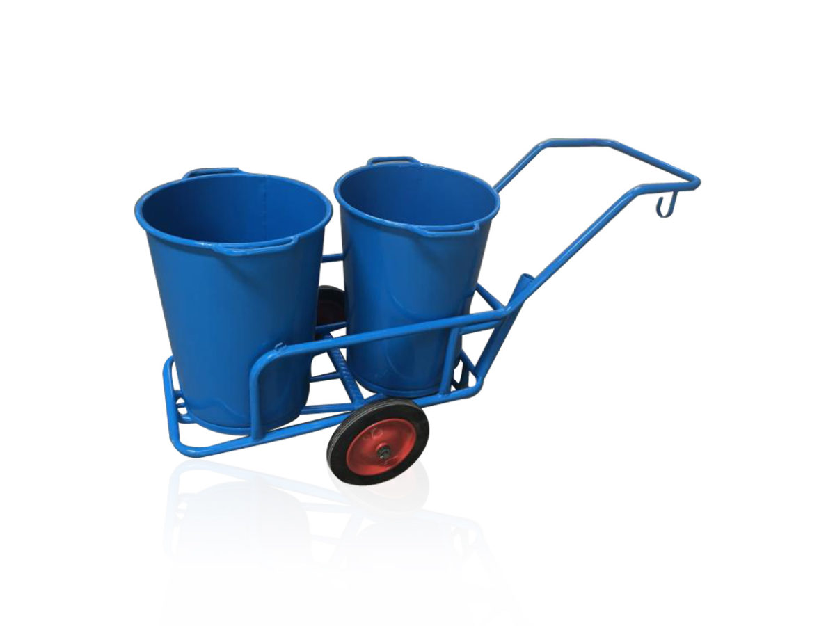 Pushcarts with two metal containers